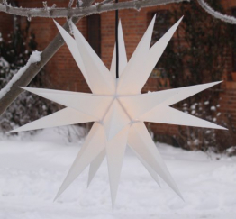 GURU SHOP Melchior Outdoor II Weiß, Sehr Stabiler 3D Außenstern Ø 60 cm, mit 20 Spitzen, Inkl. 4 m Außenkabel - Melchior Weiß, Plastik, Weihnachtsstern, Adventsstern - 1