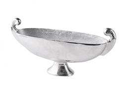 MichaelNoll Schale Dekoteller Aluminium Silber Deko Luxus - Moderne Dekoschale aus Metall - Tischdeko Hochzeit - Dekoration für Wohnzimmer, Esszimmer oder Küche - XL 51 cm - 1
