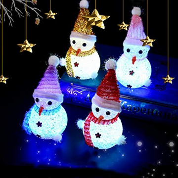 SOLUSTRE 4 Stücke LED Solarleuchten Schneemann Figur Solar Gartenstecker Weihnachten Beleuchtet Beleuchtung Garten Solarlampen Nachtlicht Weihnachtsdeko Lampe für Außen Outdoor Rasen Terrassen Deko - 8