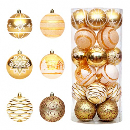 24 Stück 6CM Weihnachtskugeln Baumschmuck Weihnachtsbaumschmuck Set Kunststoff Weihnachtsbaumkugeln Glänzend Weihnachtskugeln Set Bruchsicher Christbaumschmuck Christbaumkugeln Weihnachtsdeko - 1