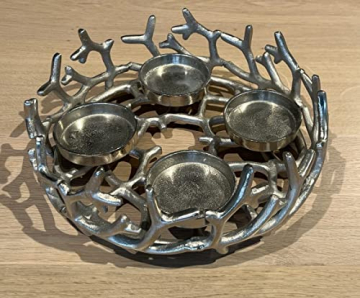 Adventskranz Kerzenhalter Aluminium Silber Metall Durchmesser 29 cm Weihnachten - 3