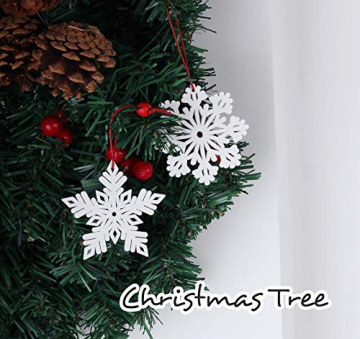 Anstore 30 Stück Christbaumschmuck Holz Schneeflocke Weihnachtsbaum Hängende Ornamente weiß Verzierung Holzscheiben (7cm) - 5