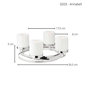 EDZARD Adventskranz Annabell, Durchmesser 34 cm, Edelstahl, silberfarben, für Stumpenkerzen Ø 8 cm - 3