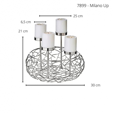 EDZARD Adventskranz Milano Up, Edelstahl glänzend vernickelt, Durchmesser 30 cm, für Stumpenkerzen ø 6 cm - 4