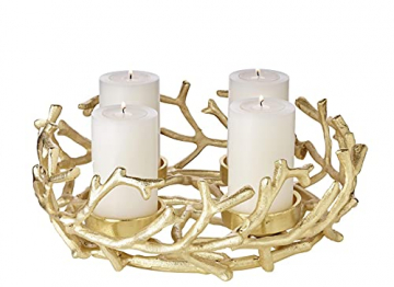 EDZARD Adventskranz Porus Gold, Geweih-Design, Aluminium vernickel, Durchmesser 30 cm, für Kerzen Durchmesser 6 cm, Perfekt für Cornelius Kerzen - 2