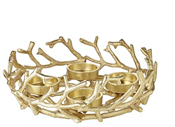 EDZARD Adventskranz Porus Gold, Geweih-Design, Aluminium vernickel, Durchmesser 30 cm, für Kerzen Durchmesser 6 cm, Perfekt für Cornelius Kerzen - 3