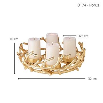 EDZARD Adventskranz Porus Gold, Geweih-Design, Aluminium vernickel, Durchmesser 30 cm, für Kerzen Durchmesser 6 cm, Perfekt für Cornelius Kerzen - 4