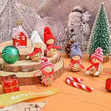 EYCLFY Weihnachtswichtel Anhänger Christbaumschmuck, 10er Set Weihnachtsengel Klein Figuren Anhänger Weihnachtsbaumschmuck aus Stroh, Mini Wichtelmännchen Vintage Tannenbaum Basteln Deko Geschenk - 2