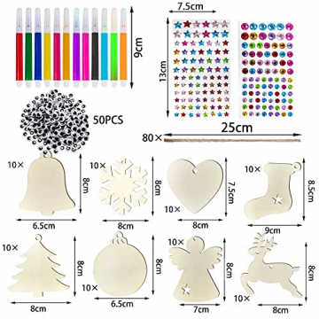 holzanhänger zum bemalen weihnachten,224PCS holz basteln kinder weihnachten,christbaumschmuck zum bemalen,weihnachtsbaum holzanhänger,DIY weihnachtsdekoration holz. - 2