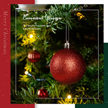 SOLEDI 128er Set Premium Weihnachtskugeln Kunststoff Rot Weiß mit Baumspitze Stern - Robuste und Sichere Christbaumschmuck Set mit Haken - Christbaumkugeln Bunt, Mehrweg Weihnachtsdeko - 6