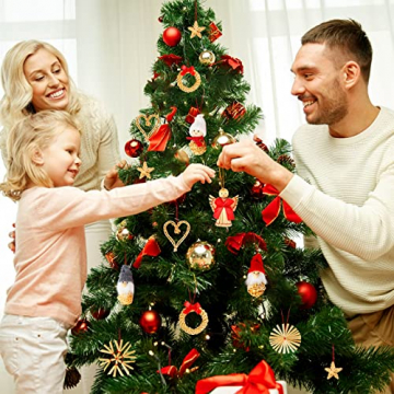 Yepnfro Strohsterne Christbaumschmuck, 52 Stücks Christbaumschmuck Stroh mit Strohsterne Weihnachtsbaum Schneeflocken,Sterne,Herzen,Anhänger für den Weihnachtbaumsdeko - 6