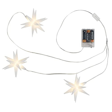 3-D LED-Sterne-Trio | Je Ø 10 cm | 3 LED-Lämpchen in Warmweiß | Mit Timer-Funktion (6 Stunden AN | 18 Stunden AUS) - 2