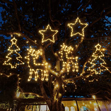 Beleuchtet LED Fensterdeko Stern warmweiß Batteriebetrieben, 2 Stück 120 LED Leuchtstern Weihnachten mit 1m Zuleitung und Timer für Fenster Beleuchtung Deko Hängen Weihnachtsdeko - 7
