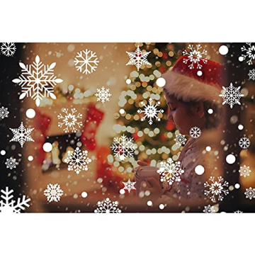CMTOP Weihnachten Aufkleber Fenster 358 PCS Schneeflocken Weihnachtsmann Elch Fensterbilder Abnehmbare Statisch Haftende PVC doppelseitige Aufkleber für Weihnachts-Fenster Dekoration - 2