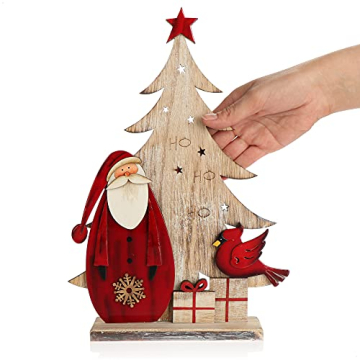 com-four® Dekorativer Aufsteller für Weihnachten - Weihnachtsmann aus Holz lackiert - Premium Weihnachtsdekoration zum Hinstellen (01 Stück - Santa Claus 33cm) - 6