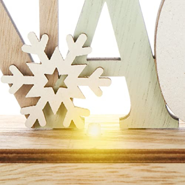 com-four® LED Deko Aufsteller aus Holz - beleuchteter Schriftzug auf Holzsockel - Deko-Schriftzug zum Hinstellen für Weihnachten - Stimmungslicht mit Timer (Rentiere - grün) - 4
