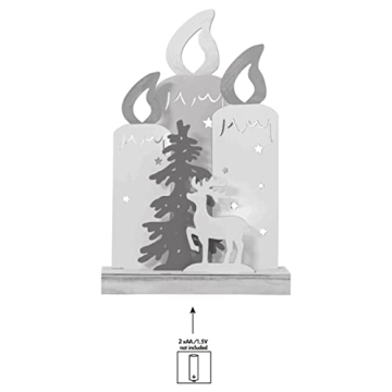 EGLO LED Weihnachtsdeko, Weihnachts-Silhouette Kerzen aus Holz mit Rentier und Baum, Winterlandschaft mit Timer und batteriebetriebener Beleuchtung, warmweiß - 2