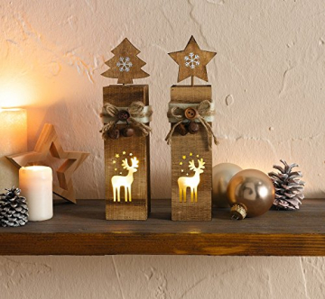 FRANK FLECHTWAREN Dekosäule, LED-Säule Rentier, im 2er Set, Weihnachten, Advent, Winter - 4