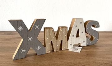 LB H&F Weihnachtsdeko Schriftzug Xmas zum hinstellen Holz Holzaufsteller Weihnachten (Xmas) - 2