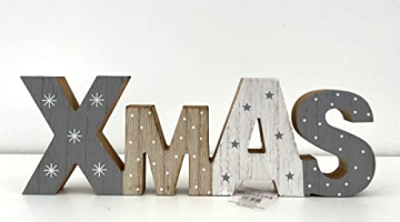 LB H&F Weihnachtsdeko Schriftzug Xmas zum hinstellen Holz Holzaufsteller Weihnachten (Xmas) - 3