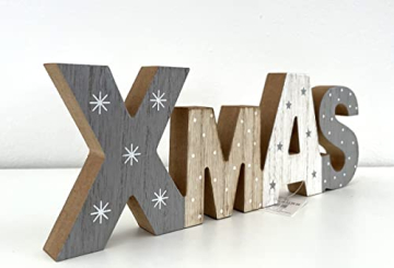 LB H&F Weihnachtsdeko Schriftzug Xmas zum hinstellen Holz Holzaufsteller Weihnachten (Xmas) - 4