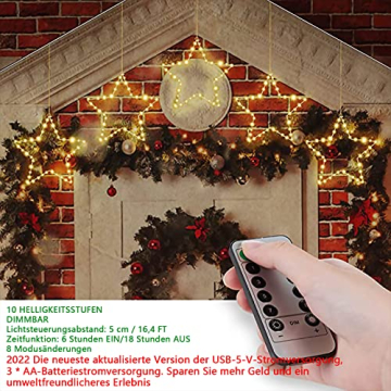 LED Sterne Weihnachtsbeleuchtung,3Pcs Leuchtstern Weihnachten Led Stern Weihnachtsdeko Fenster mit 45 Leds Batteriebetrieben Weihnachtsbeleuchtung für Party Weihnachtsdeko,Weihnachtsstern Beleuchtet - 2