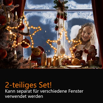 LED Sterne Weihnachtsbeleuchtung,3Pcs Leuchtstern Weihnachten Led Stern Weihnachtsdeko Fenster mit 45 Leds Batteriebetrieben Weihnachtsbeleuchtung für Party Weihnachtsdeko,Weihnachtsstern Beleuchtet - 3