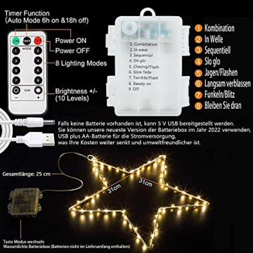 LED Sterne Weihnachtsbeleuchtung,3Pcs Leuchtstern Weihnachten Led Stern Weihnachtsdeko Fenster mit 45 Leds Batteriebetrieben Weihnachtsbeleuchtung für Party Weihnachtsdeko,Weihnachtsstern Beleuchtet - 4
