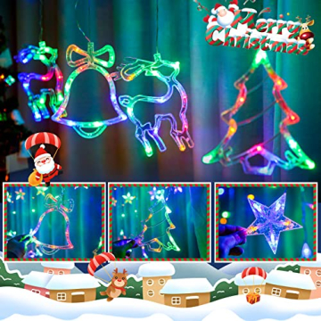 Lichtervorhang Weihnachten Fenster, Led Sterne Lichterkette für Weihnachtsdeko Fenster Lichterkette 8 Modi USB Weihnachtsbeleuchtung Innen & Außen Ip44 Wasserdicht für Weihnachtendeko,Fensterdeko - 6