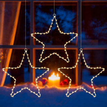 Litake LED Weihnachtsstern Beleuchtung, 6M 60 LED Jeder Stern Weihnachtslichter Stern Fensterdeko Weihnachtsdeko Batteriebetrieben Timer Warmweißen (3 Stk) - 1