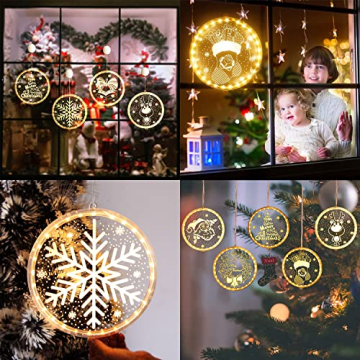 Shengruili Weihnachten Dekorative Fenster Licht,LED Fensterlicht Saugnapf,LED Saugnapf Weihnachten Lichter,Weihnachtsbeleuchtung Fenster Warmweiß,Weihnachtsdeko Fenster,Weihnachtsfeier - 7