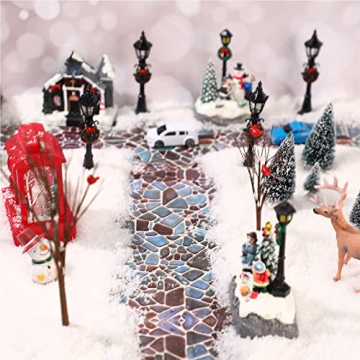 2 Stück Weihnachtsdorf Zubehör Weihnachtsstraße Straßenplattform Kopfsteinpflaster Innen Raum Dekoration (Klassischer Kopfsteinpflaster Stil) - 4