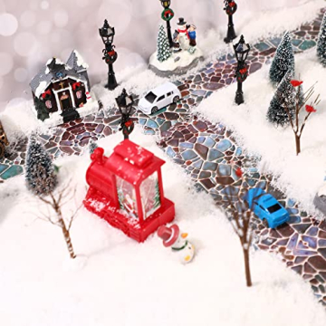 2 Stück Weihnachtsdorf Zubehör Weihnachtsstraße Straßenplattform Kopfsteinpflaster Innen Raum Dekoration (Klassischer Kopfsteinpflaster Stil) - 5