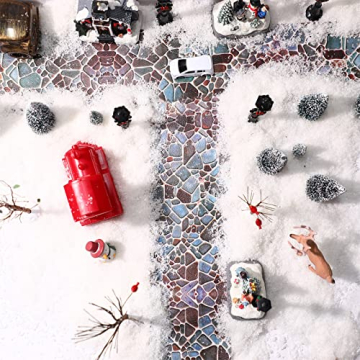 2 Stück Weihnachtsdorf Zubehör Weihnachtsstraße Straßenplattform Kopfsteinpflaster Innen Raum Dekoration (Klassischer Kopfsteinpflaster Stil) - 6
