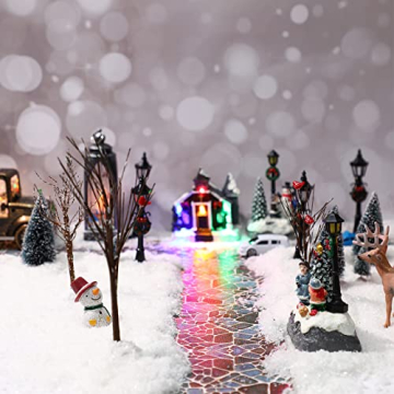 2 Stück Weihnachtsdorf Zubehör Weihnachtsstraße Straßenplattform Kopfsteinpflaster Innen Raum Dekoration (Klassischer Kopfsteinpflaster Stil) - 7