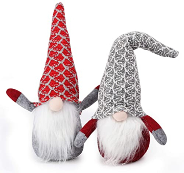 Agoer Weihnachten Deko Wichtel 30cm Hoch x 2, Schwedischen Weihnachtsmann Santa Tomte Gnom Rot grau - Schwedische Wichtel Skandinavischer Zwerg Geschenke für Festliche Ostern Weihnachten - 2