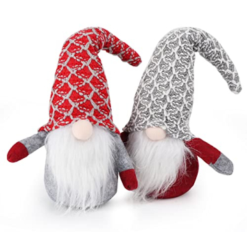 Agoer Weihnachten Deko Wichtel 30cm Hoch x 2, Schwedischen Weihnachtsmann Santa Tomte Gnom Rot grau - Schwedische Wichtel Skandinavischer Zwerg Geschenke für Festliche Ostern Weihnachten - 3