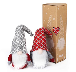 Agoer Weihnachten Deko Wichtel 30cm Hoch x 2, Schwedischen Weihnachtsmann Santa Tomte Gnom Rot grau - Schwedische Wichtel Skandinavischer Zwerg Geschenke für Festliche Ostern Weihnachten - 1