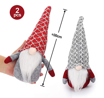 Agoer Weihnachten Deko Wichtel 30cm Hoch x 2, Schwedischen Weihnachtsmann Santa Tomte Gnom Rot grau - Schwedische Wichtel Skandinavischer Zwerg Geschenke für Festliche Ostern Weihnachten - 4