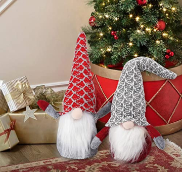 Agoer Weihnachten Deko Wichtel 30cm Hoch x 2, Schwedischen Weihnachtsmann Santa Tomte Gnom Rot grau - Schwedische Wichtel Skandinavischer Zwerg Geschenke für Festliche Ostern Weihnachten - 6