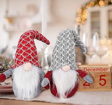 Agoer Weihnachten Deko Wichtel 30cm Hoch x 2, Schwedischen Weihnachtsmann Santa Tomte Gnom Rot grau - Schwedische Wichtel Skandinavischer Zwerg Geschenke für Festliche Ostern Weihnachten - 7