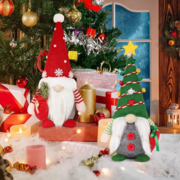 Blu Ninfee Weihnachtswichtel Weihnachtsdeko Wichtel 2er Set, Weihnachts Wichtel 30cm Hoch Weihnachten GNOME, Weihnachtszwerg Figuren Schwedischer Tomte Gnom - 2