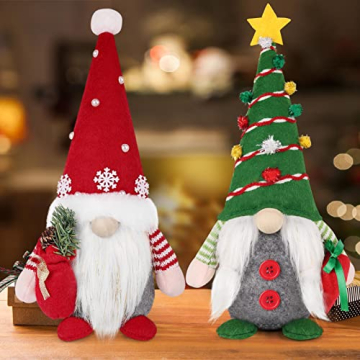 Blu Ninfee Weihnachtswichtel Weihnachtsdeko Wichtel 2er Set, Weihnachts Wichtel 30cm Hoch Weihnachten GNOME, Weihnachtszwerg Figuren Schwedischer Tomte Gnom - 1