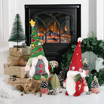 Blu Ninfee Weihnachtswichtel Weihnachtsdeko Wichtel 2er Set, Weihnachts Wichtel 30cm Hoch Weihnachten GNOME, Weihnachtszwerg Figuren Schwedischer Tomte Gnom - 7