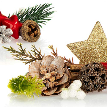 com-four® 6X Weihnachtsdekoration im Beutel mit Zapfen, Sternen und Zweigen - Streudeko weihnachtlich - Tischdeko - Adventskranz - Bastelzubehör (6X Beutel: Zapfen. Sterne. Flocken) - 5