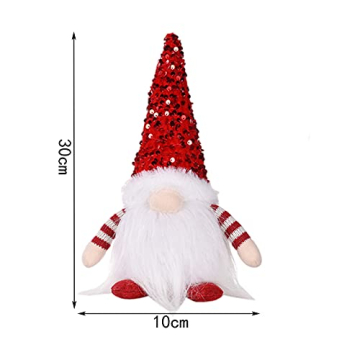 FONDUO 3 Stück Weihnachten Wichtel mit Licht Weihnachtsdeko Weihnachtszwerg Plüsch H30cm Weihnachtspailletten mit LED Weihnachten Figur Herbsternte GNOME (3 Stück-Bunt) - 6