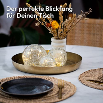 Gadgy® Glaskugel | Set 3 Stück Led Kugel | Tischdeko Herbst | Weihnachtsdeko Innen | Fensterbank Deko | Deko Licht Leuchtkugel Innen Batteriebetrieben | Deko Kugeln | Led Dekoleuchte | Tisch Deko - 4