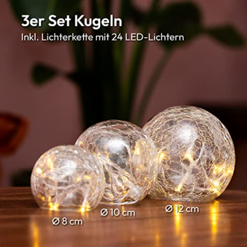 Gadgy® Glaskugel | Set 3 Stück Led Kugel | Tischdeko Herbst | Weihnachtsdeko Innen | Fensterbank Deko | Deko Licht Leuchtkugel Innen Batteriebetrieben | Deko Kugeln | Led Dekoleuchte | Tisch Deko - 5