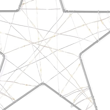 NCC-Licht LED Weihnachten Fensterdeko Glühwürmchen Stern Silber Warmweiß für 3 x AA Batterie - 2