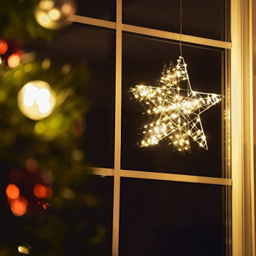 NCC-Licht LED Weihnachten Fensterdeko Glühwürmchen Stern Silber Warmweiß für 3 x AA Batterie - 5